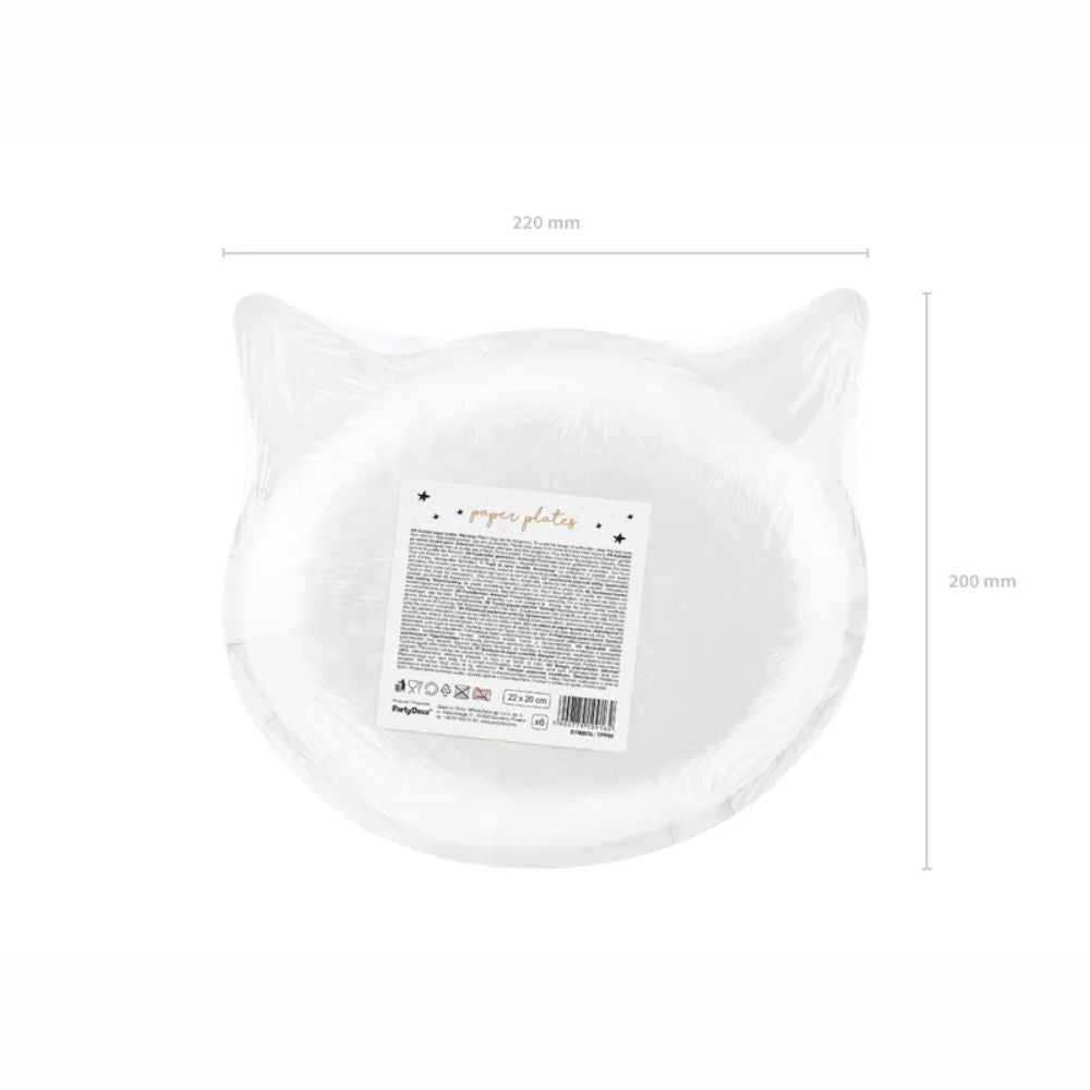 Black Cat Paper Plates 22x20 cm - Pack of 6