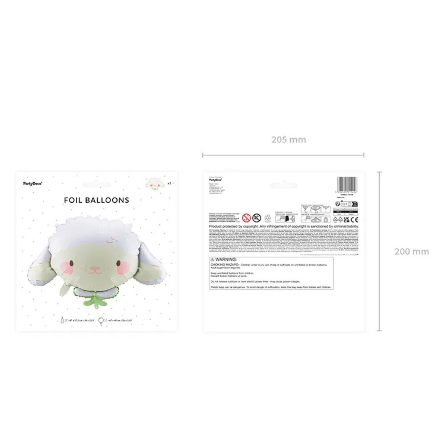 Globo Metálico Oveja 87x57.5 cm - Apto para Aire y Helio