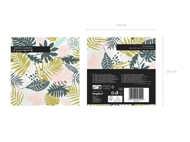 Servilletas Aloha Hoja de 16x16cm - 20 uniades - Narosa Sweet Party Barcelona