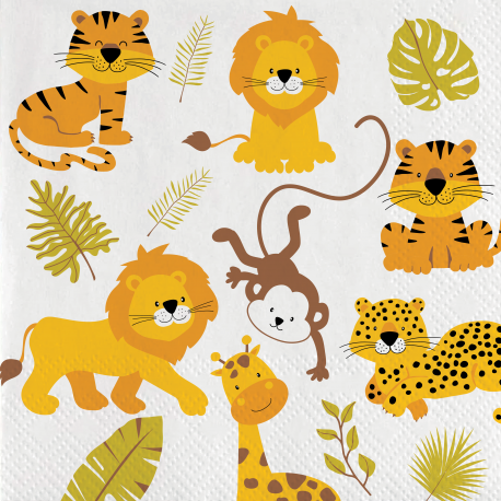 Jungle Animal Napkins - 20 Pieces (33 cm)