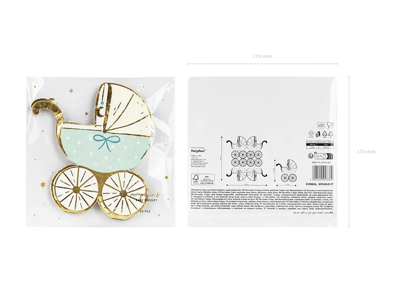 Tiffany Blue or Pink Baby Stroller Napkins – 20 pcs
