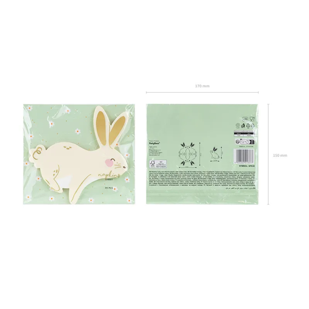 Rabbit Paper Napkins 14x15 cm - Pack of 20