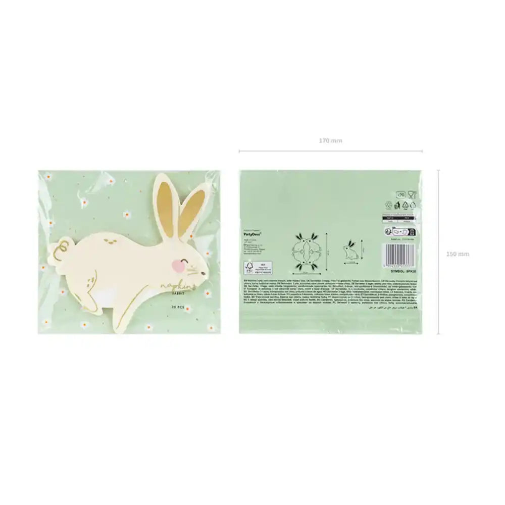 Servilletas de Papel Conejo 14x15 cm - Pack de 20 - Narosa Sweet Party Barcelona