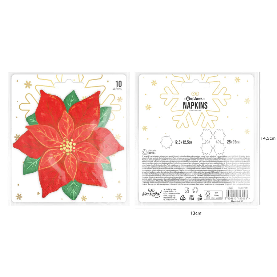 Star of Bethlehem Napkins 25x25 cm. Pack of 10 units.