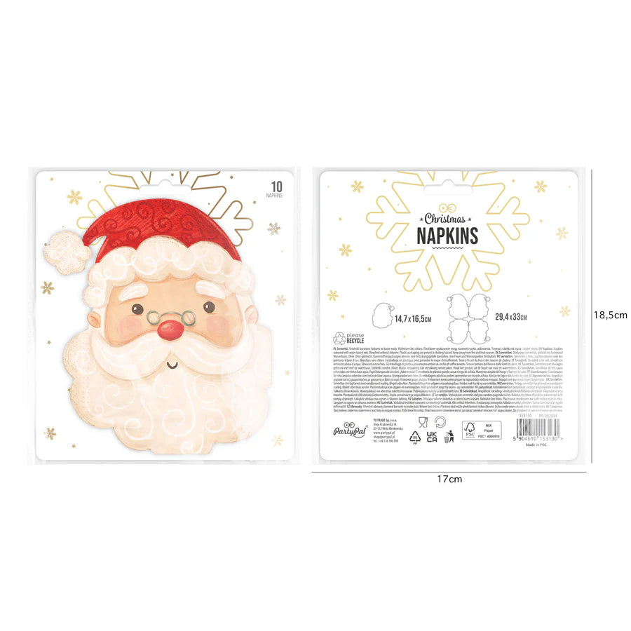 Tovallons Pare Noel 29,4x33 cm. Paquet de 10 Uts.