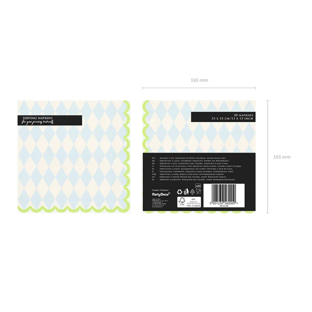 Servilletas de Papel en Forma de Rombo 33x33 cm - Pack de 20