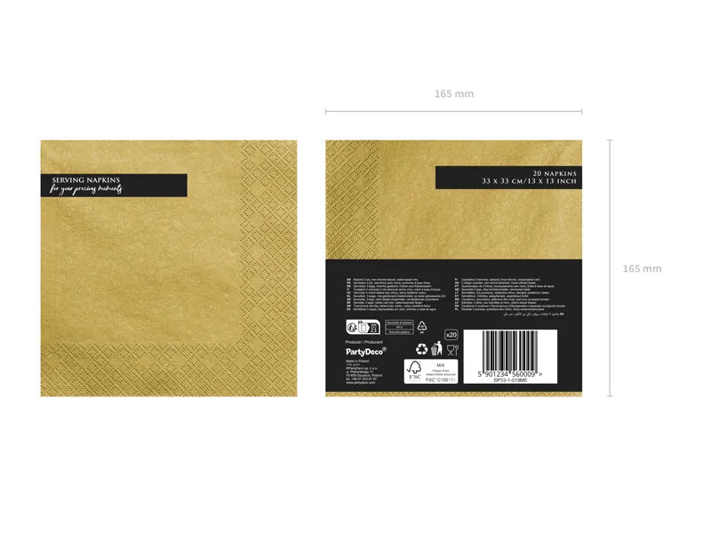 3-Ply Metallic Silver or Gold Napkins