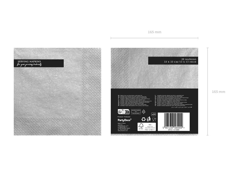 3-Ply Metallic Silver or Gold Napkins