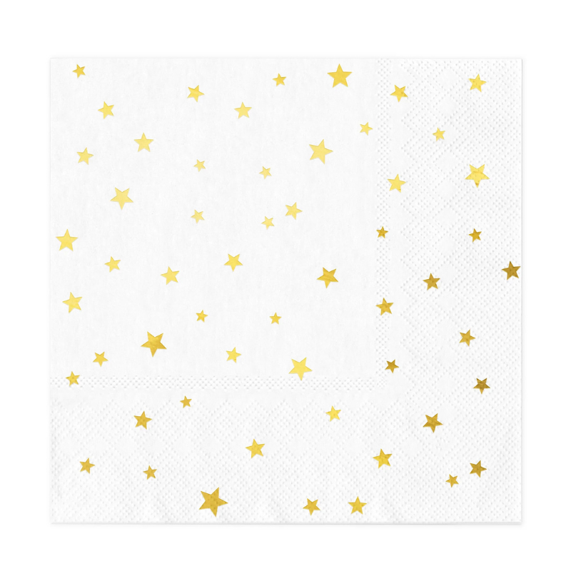 Servilletas blancas con estrellas doradas 33 x 33 cm