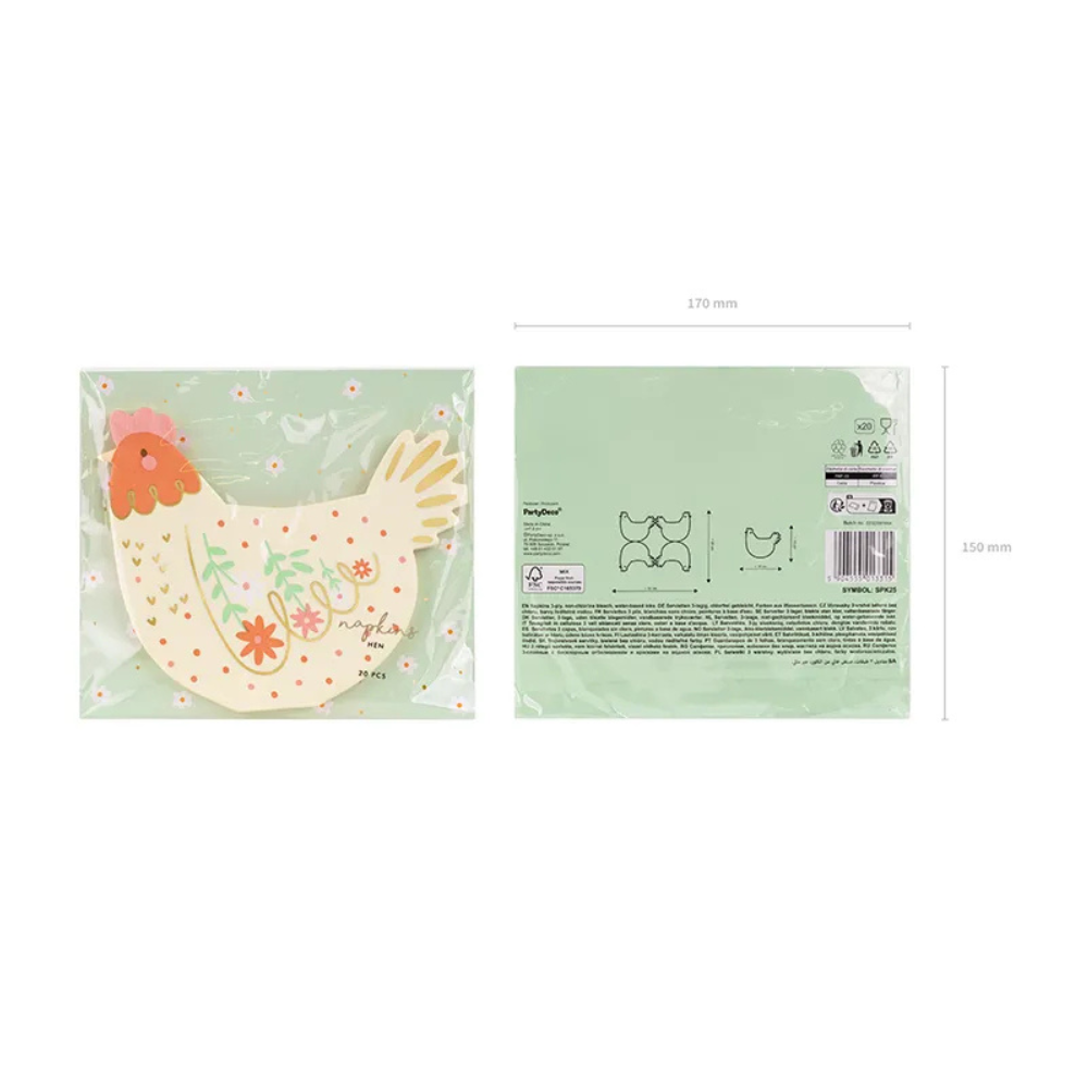 Hen Paper Napkins 16x13 cm - Pack of 20
