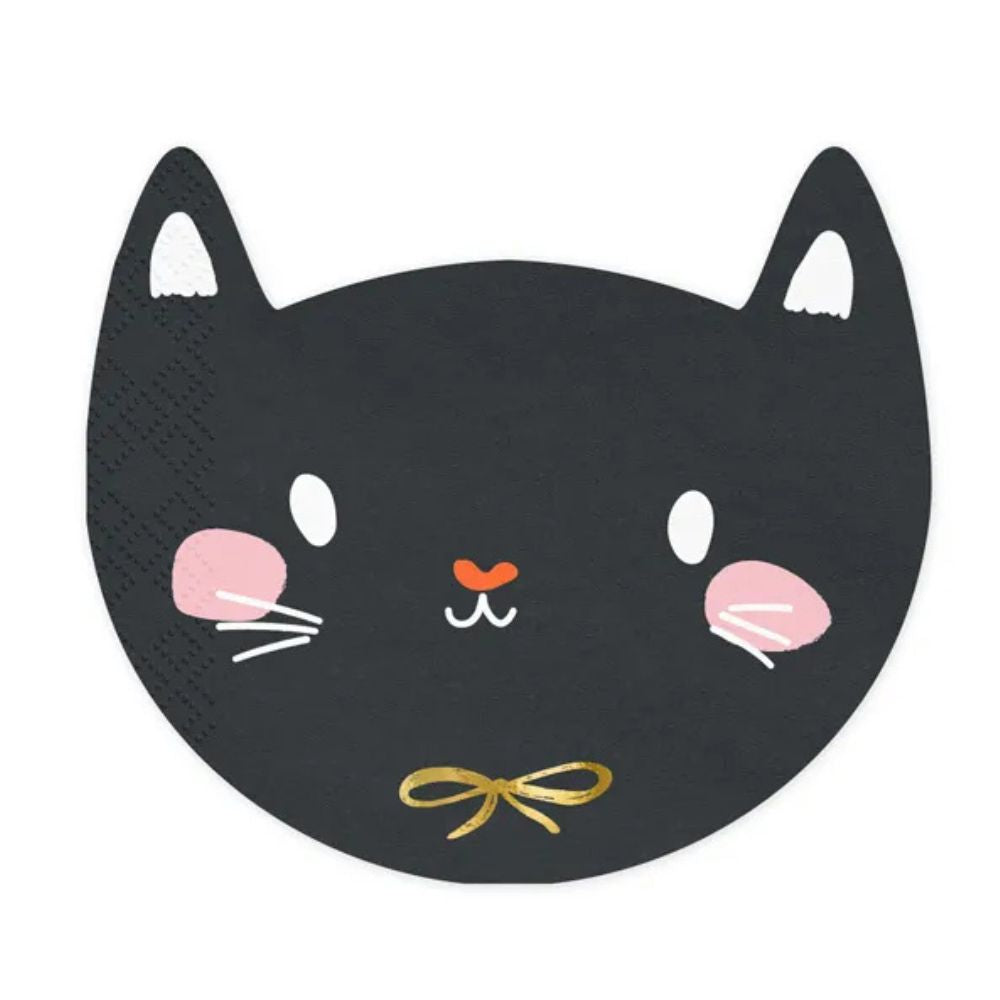 Black Cat Paper Napkins 15x13 cm - Pack of 20, Colorful Design