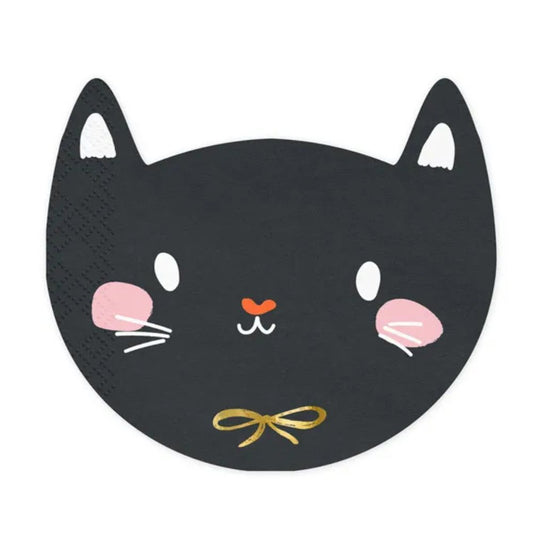 Servilletas de Papel Gato Negro 15x13 cm - Pack de 20, Diseño Colorido