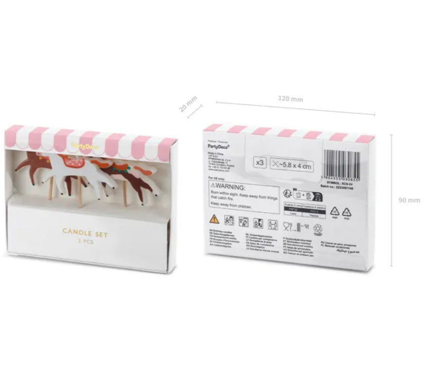 paquete de 3 velas de caballo