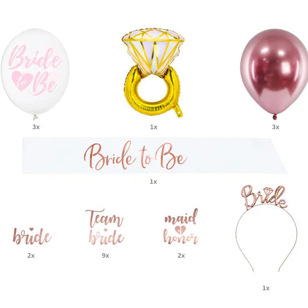 Kit completo para fiesta de despedida de soltera con estilo.