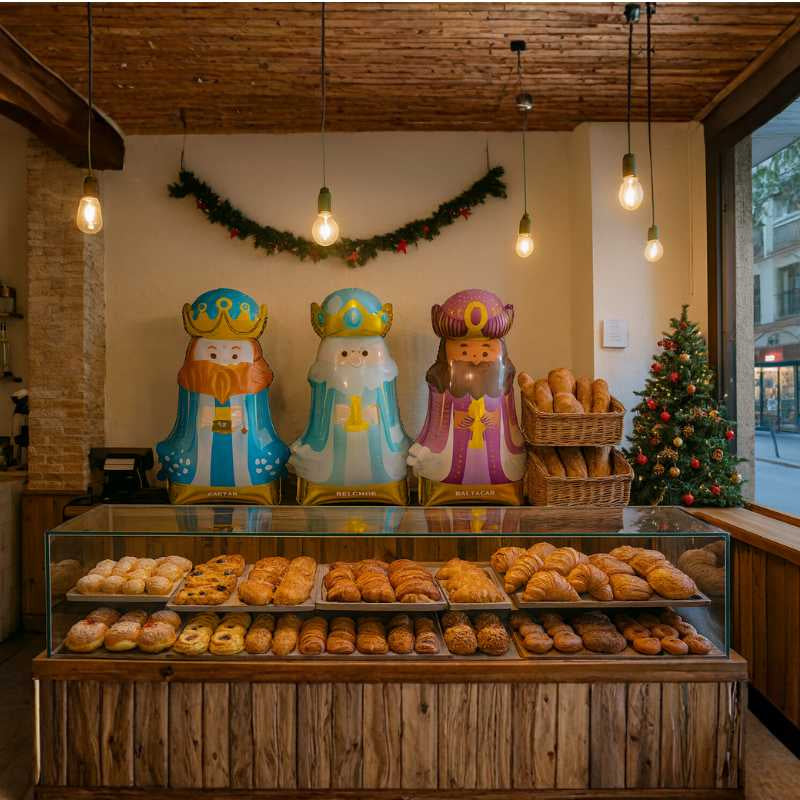 Decoración de Reyes Magos en globos grandes ideales para eventos.