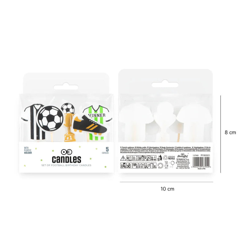 Detalle de velas temáticas fútbol 5 unidades