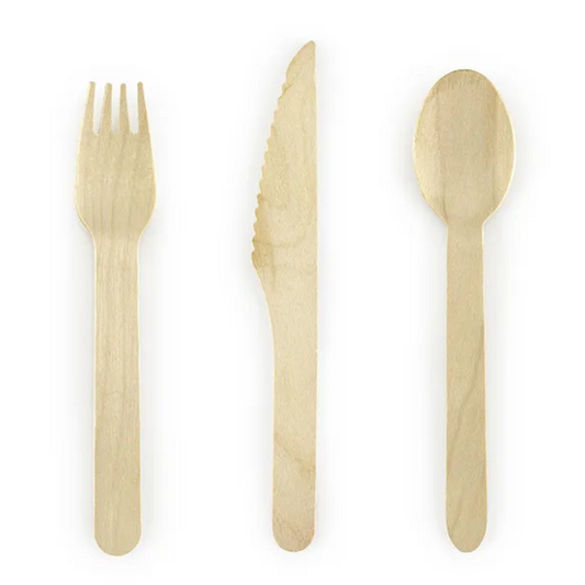 Set de Cubiertos de Madera Woodland - Pack de 18 Piezas, Ecológicos