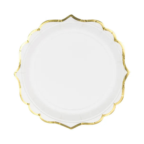 Platos de papel con borde dorado elegantes