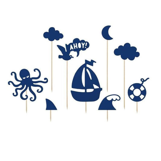 Toppers marineros azul marino set 9 piezas 9,5–22,5 cm