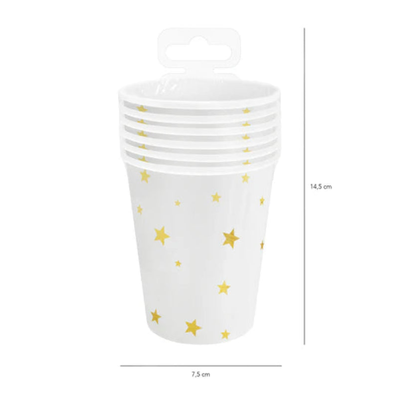 Pack 6 vasos estrellas doradas 220 ml celebraciones