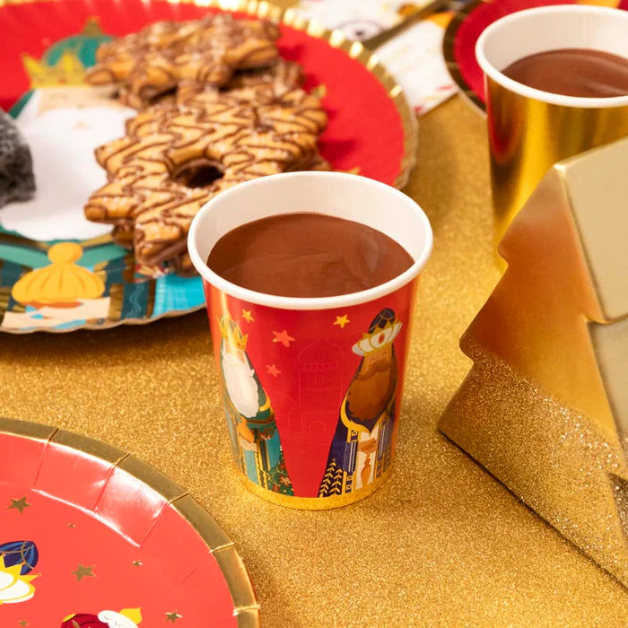 Vasos navideños con ilustración de los Reyes Magos