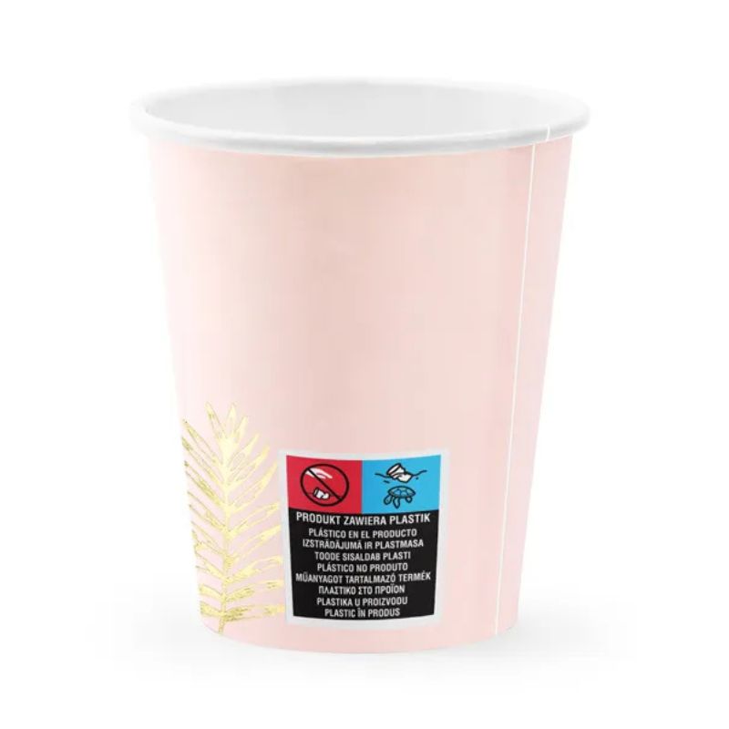 Pack 6 vasos Leaves diseño hojas doradas 220 ml