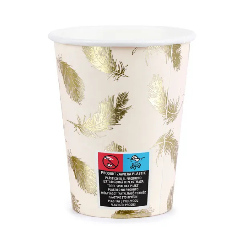 Vasos desechables rosa y dorado Lovely Swan para baby shower