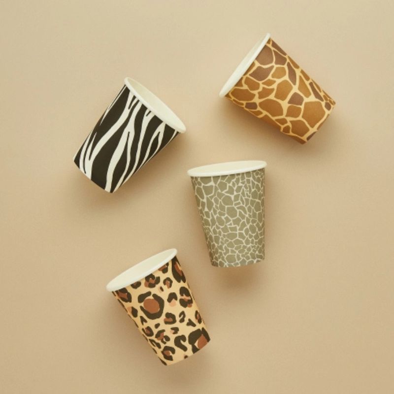 Vasos de papel con estampado de animales