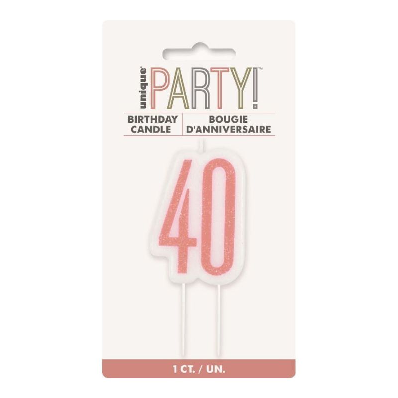 Vela Decades Glitz Rose Gold para tartas de cumpleaños