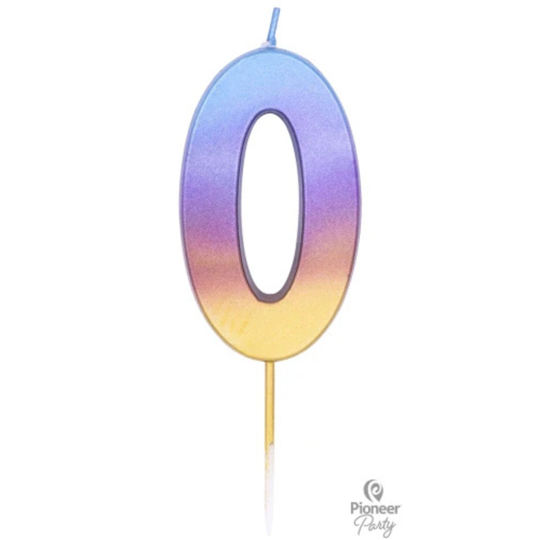 Vela Numeral Colores Arcoíris Metalizados