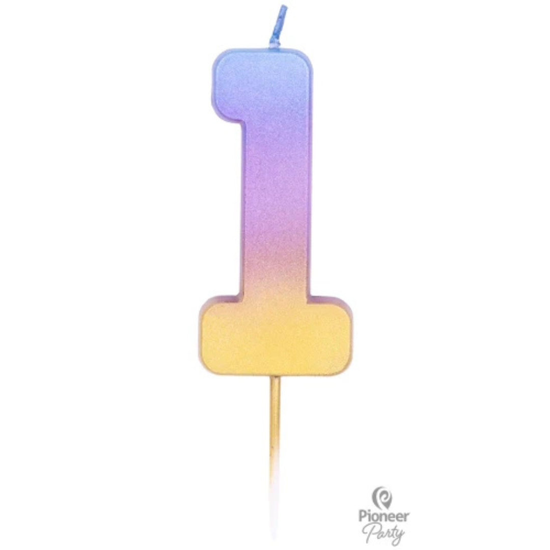 Vela Numeral Colores Arcoíris Metalizados