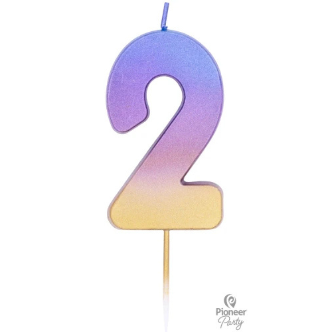 Vela Numeral Colores Arcoíris Metalizados