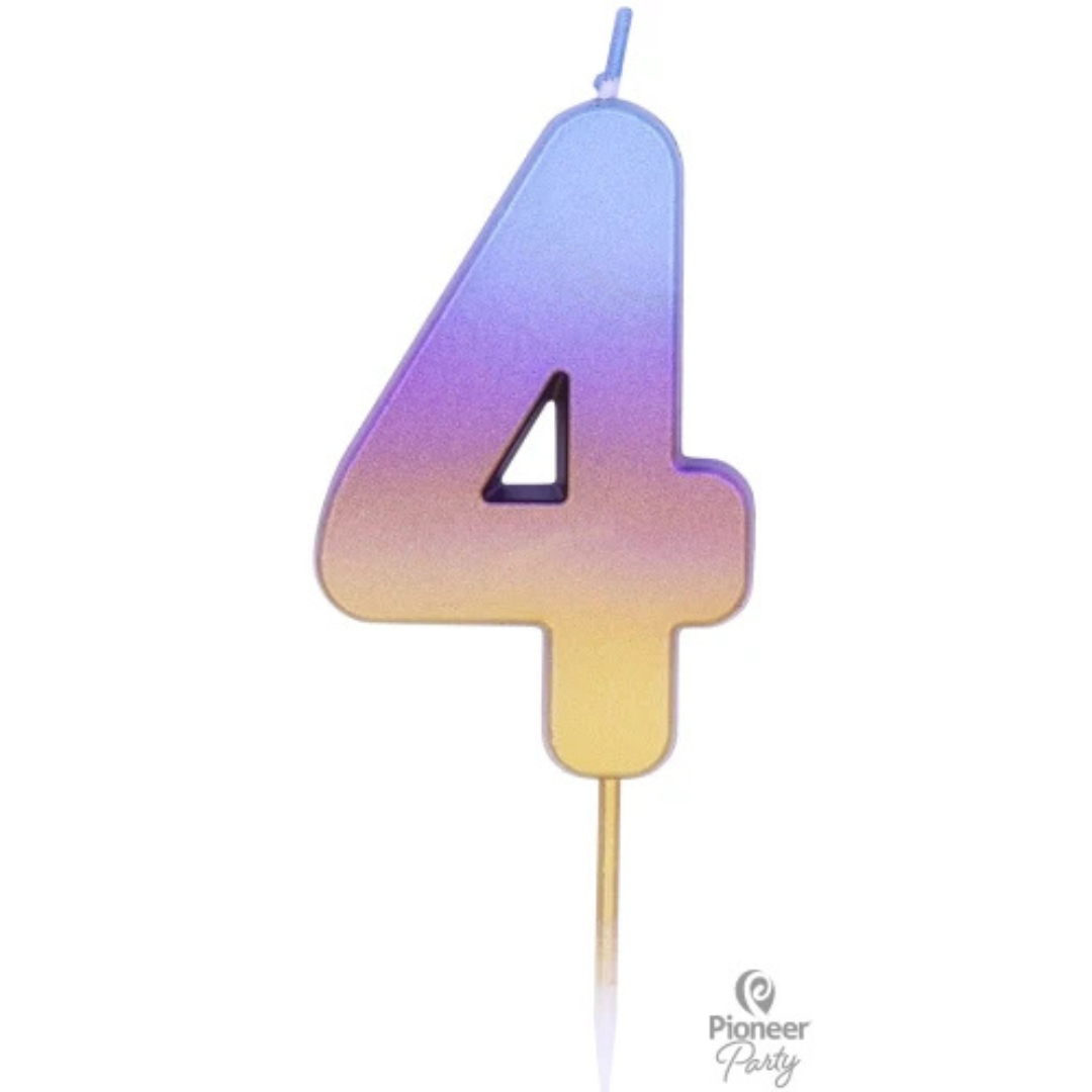 Vela Numeral Colores Arcoíris Metalizados
