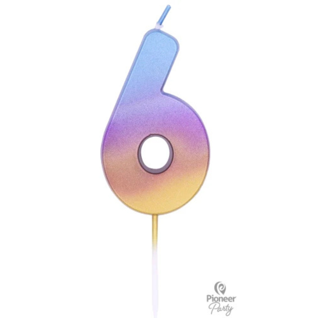 Vela Numeral Colores Arcoíris Metalizados