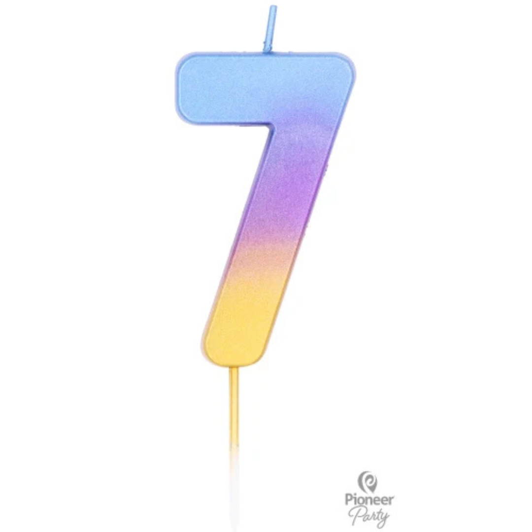 Vela Numeral Colores Arcoíris Metalizados