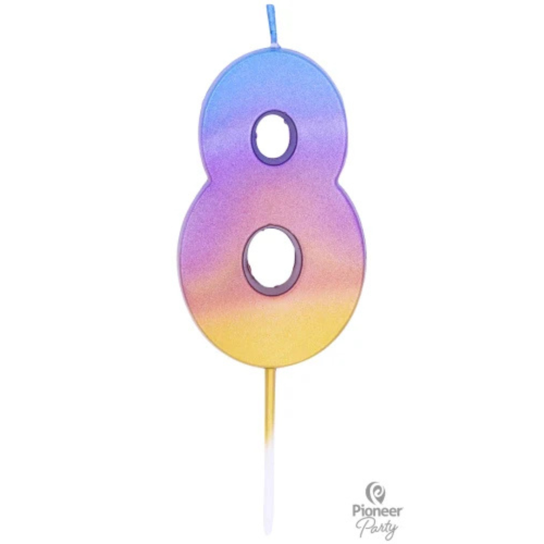 Vela Numeral Colores Arcoíris Metalizados