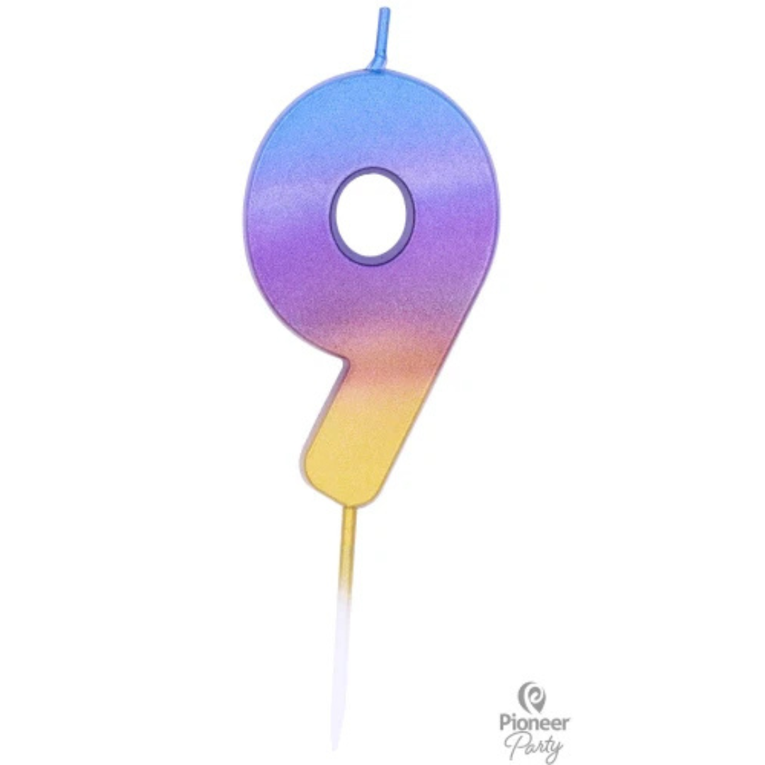 Vela Numeral Colores Arcoíris Metalizados