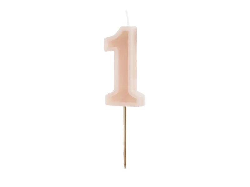 Birthday Candle Number 6cm. Pink or Olive Green
