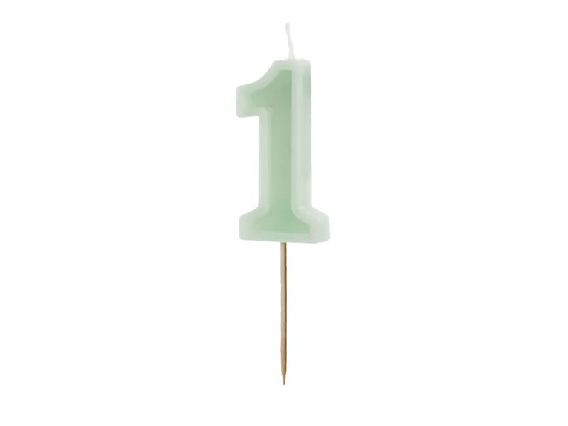 Birthday Candle Number 6cm. Pink or Olive Green
