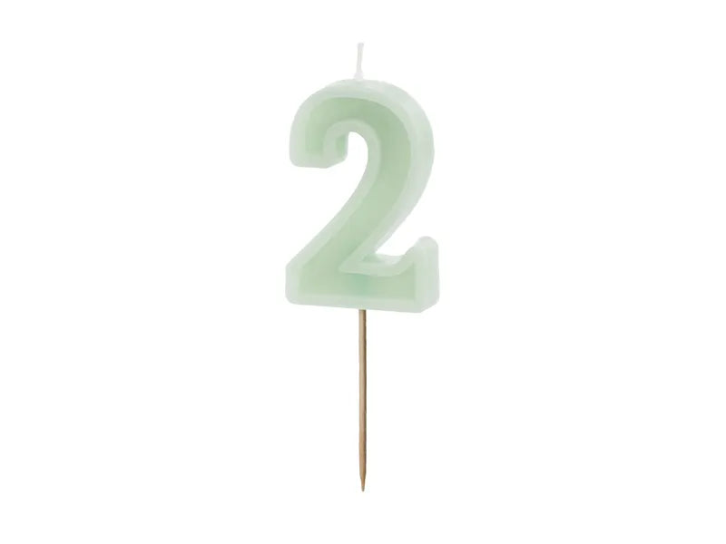 Birthday Candle Number 6cm. Pink or Olive Green
