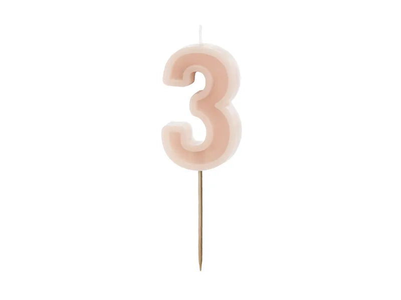 Birthday Candle Number 6cm. Pink or Olive Green