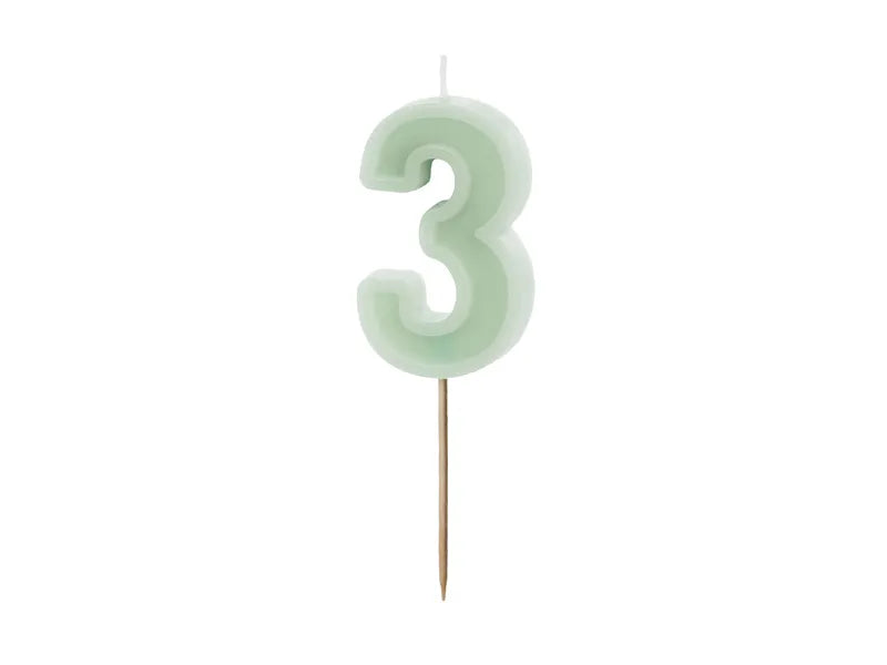 Birthday Candle Number 6cm. Pink or Olive Green