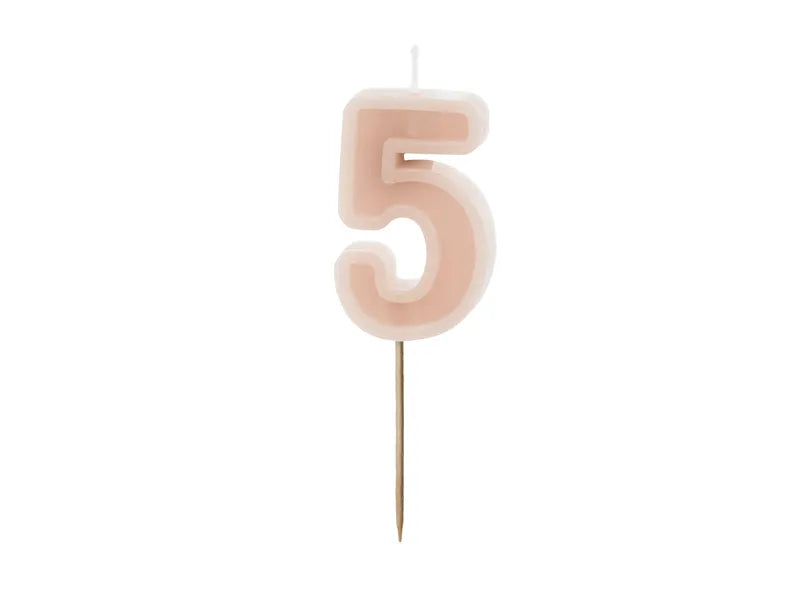 Birthday Candle Number 6cm. Pink or Olive Green
