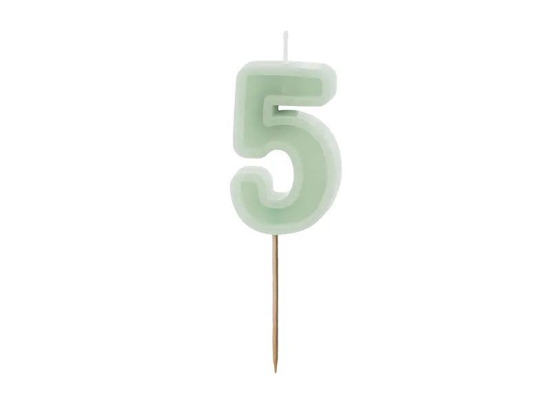Birthday Candle Number 6cm. Pink or Olive Green