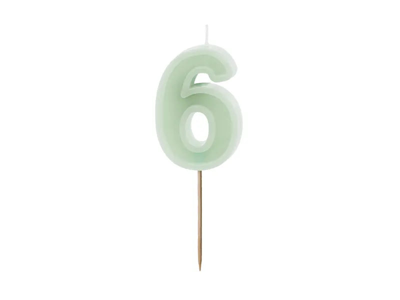 Birthday Candle Number 6cm. Pink or Olive Green