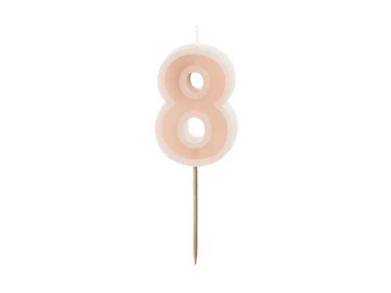 Birthday Candle Number 6cm. Pink or Olive Green
