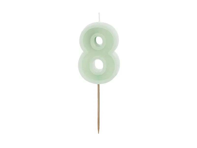Birthday Candle Number 6cm. Pink or Olive Green