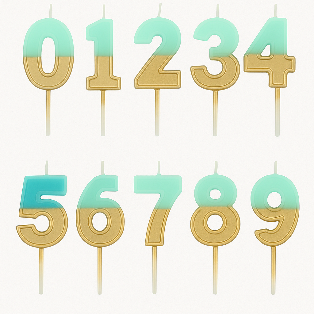 Vela Retro Número Azul/Turquesa – 5 cm (1 ud.)