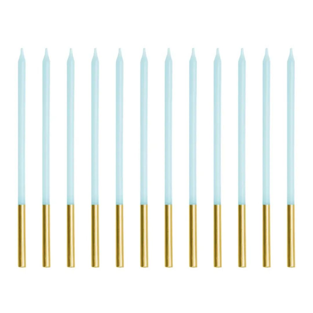Light Blue Birthday Candles 14 cm - Pack of 12