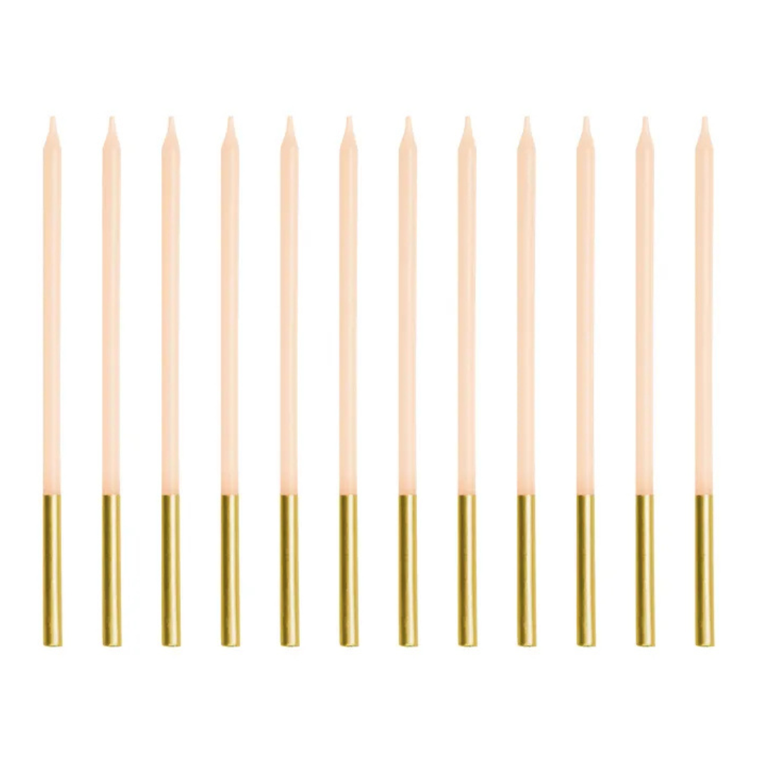 Beige Birthday Candles 14 cm - Pack of 12